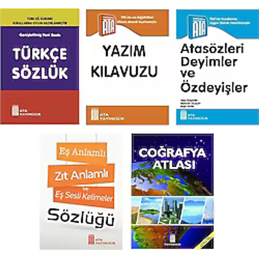 Türkçe Sözlük-Atasözleri-Yazım Kılavuzu-Eş Anlamlı,Zıt Anlamlı Kelimeler Sözlüğü-Coğrafya Atlası