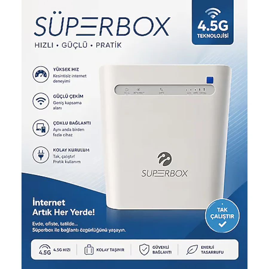 Turkcell Superbox 4.5G Taşınabilir Modem Yüksek Hızlı Kablosuz İnternet Cihazı