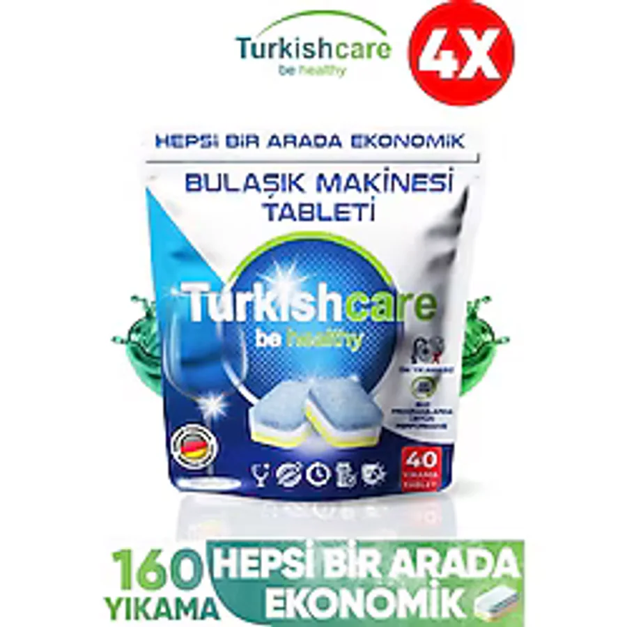 Turkishcare Hepsi Bir Arada Bulaşık Makinesi Tableti 40'lı 4 Adet