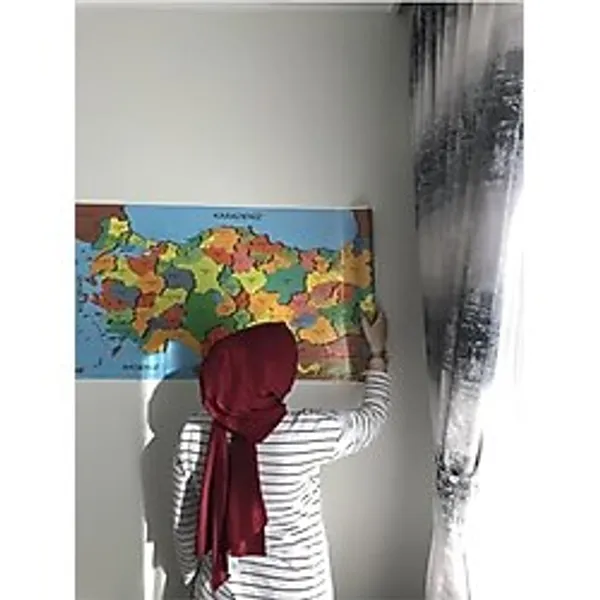 Türkiye Haritası Akıllı Kağıt Tahta Yazı Tahtası Özel Baskılı Renkli Dekoratif 118x56 Cm Beyaz