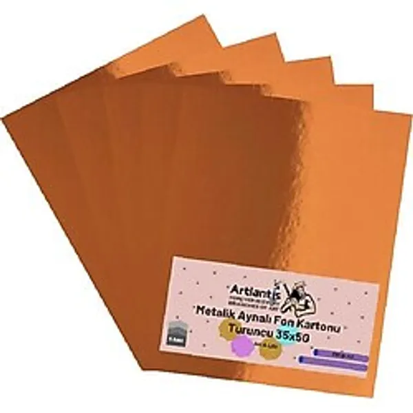 Turuncu 35x50 Metalik Aynalı Fon Kartonu 5 Adet 1 Paket Artlantis Aynalı Metalik Fon Kartonu
