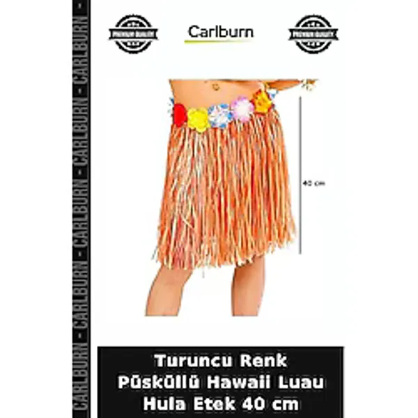 Turuncu Renk Püsküllü Hawaii Luau Hula Etek 40 Cm Parti Aksesuarı Dans Kıyafeti Kostüm Tamamlayıcısı