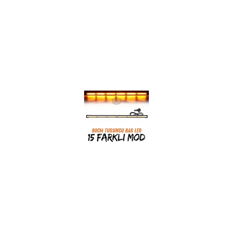 Turuncu Tepe Çakar Bar Led 90Cm 12-24V Off Road Çekici Traktör İkaz Lambası Çakar 15 Modlu