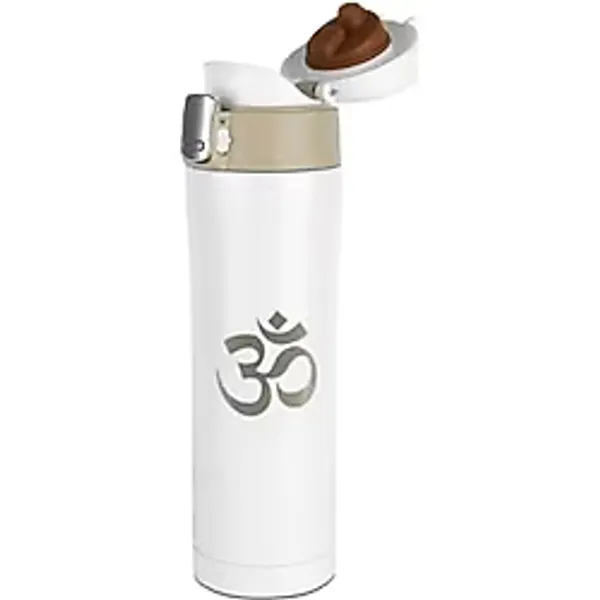 Tusah Yoga Om Desenli Çelik Termos Mug 450 Ml Tek Ebat Beyaz