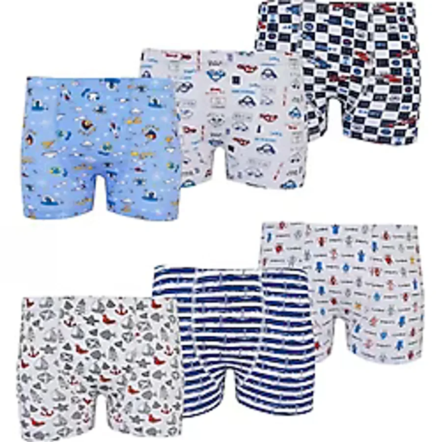 Tutku 6Lı Erkek Çocuk Renkli Boxer Desenli Baskılı Pamuklu Rahat cok-renkli