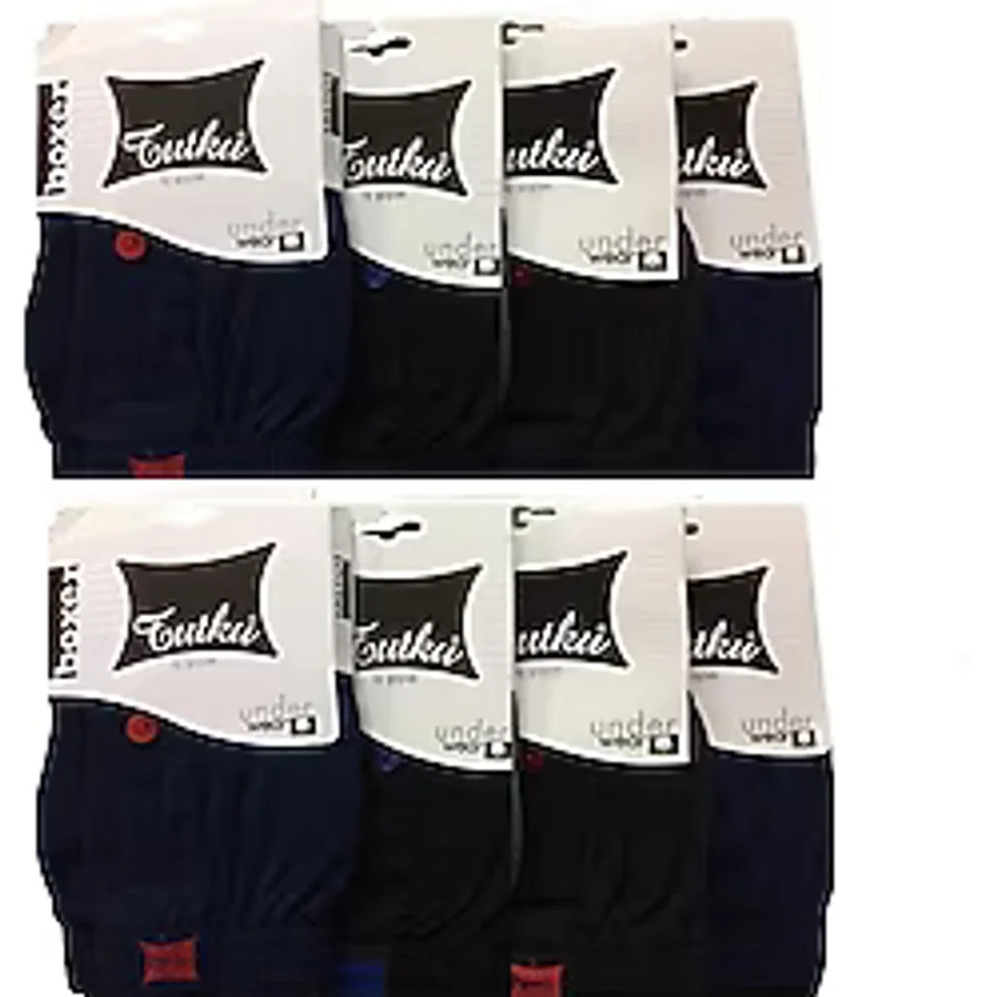 Tutku 8'li Fırsat Ürünü! Erkek Penye Havlu Bel Boxer Siyah - Lacivert Renk - Lacivert - Siyah - 3XL