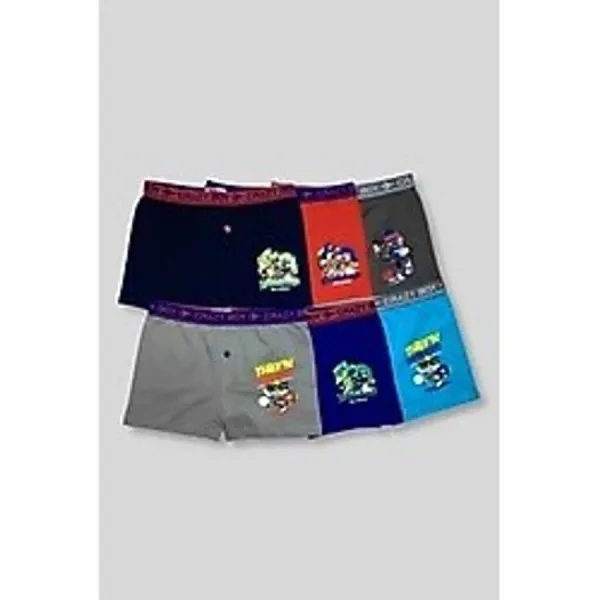 Tutku Erkek Çocuk Elastan Baskılı Boxer 6'lı Paket - Renkli - 5 Yaş