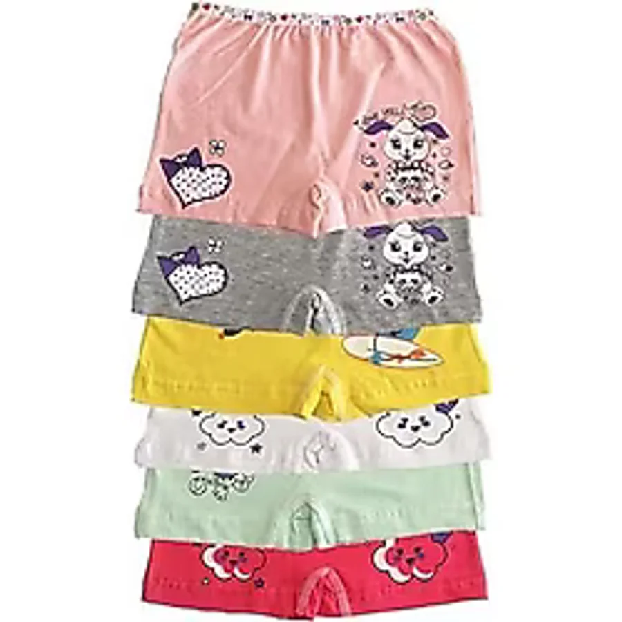 Tutku-Kız Çocuk Renkli Likralı Pamuk Boxer 6 Lı Paket (KARIŞIK RENK / 3-4 Yaş)