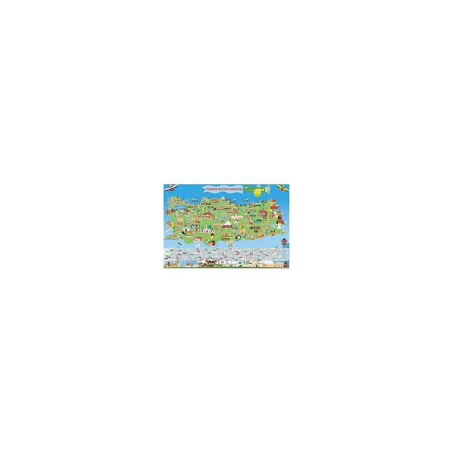 Tutunabilir Kağıt Türkiye Kültür Haritası Akıllı Kağıt Tahta Yazı Tahtası Dekoratif 150X95 cm
