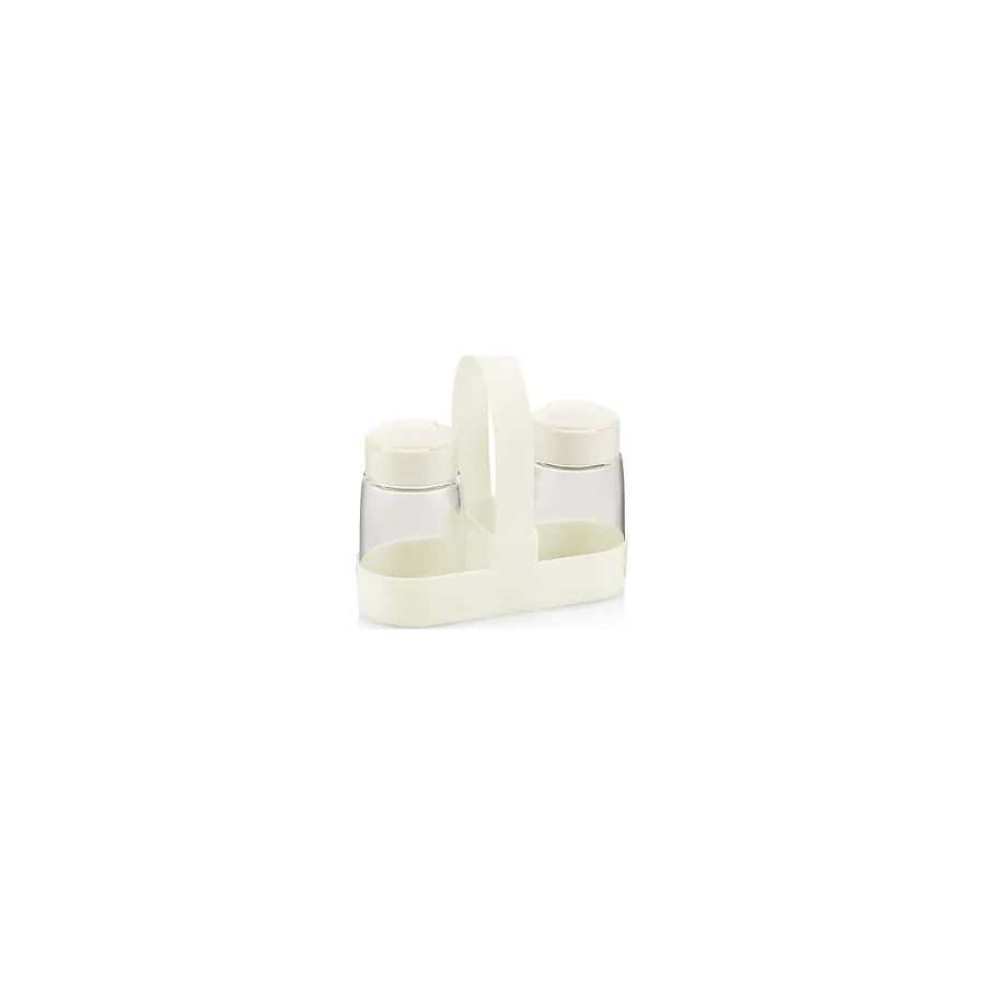 Tuzluk Biberlik Set Qlux Masaüstü Tuzluk Biberlik Kürdanlık Set 100 ml Tuzluk Seti - Beyaz