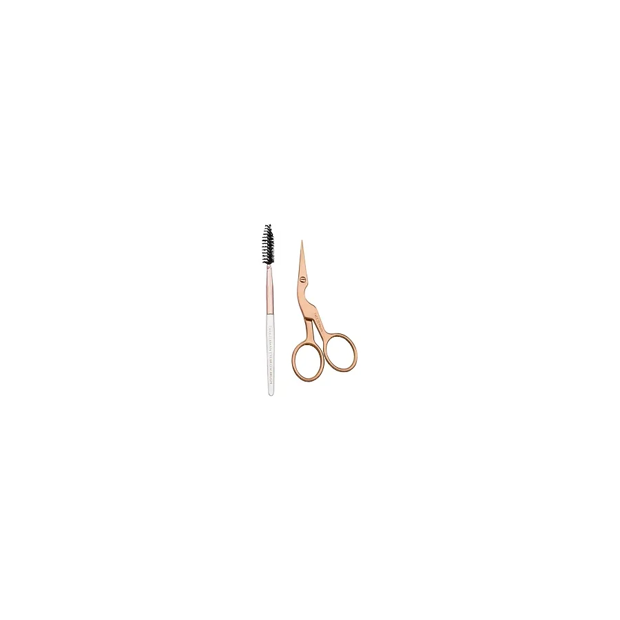 Tweezerman Brow Scissors & Brush Rose Gold - Rose Gold Kaş Makası ve Fırçası