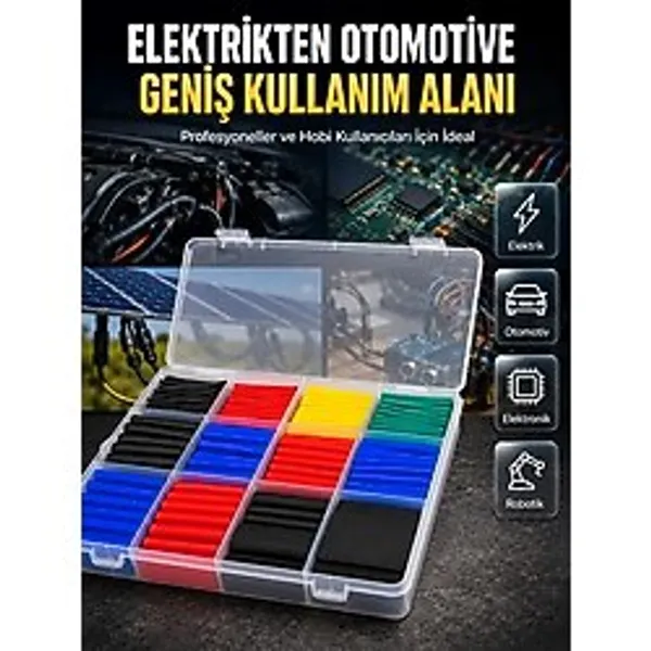 Twin Store 560 Parça Isıyla Daralan Makaron Seti 12 Farklı Ölçü Renkli Kablo Izolasyon Makaronu