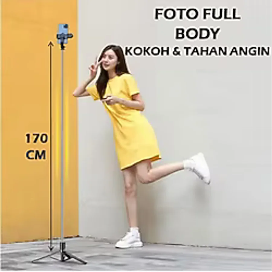 Twinix Siyah Kablosuz Kumandalı Telefon Selfie Çubuğu Monopod Ayaklı Tripod Bluetooth 170 cm