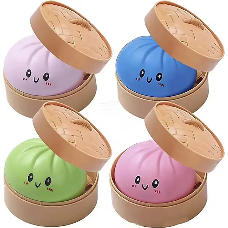 Twins Stars Dim Sum Viral Squishy Stres Topu Sıkılabilir Duyusal Oyuncak Çin Mantısı Kutu Şeklinde -10 Cm-1 Adet
