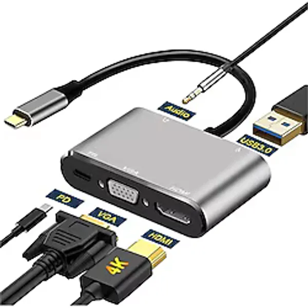 Type-C To 4K Hdmi Vga Usb 3.0 Otg Audio Ses Çevirici Kablo 5 In 1 (533635045)
