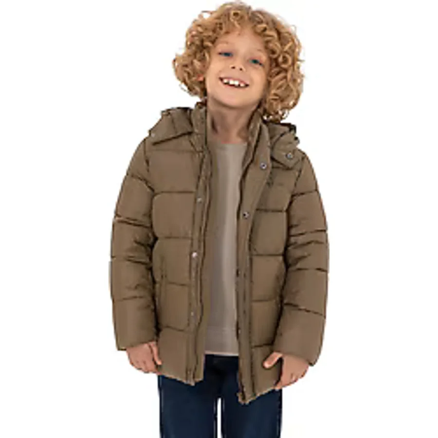 U.S. Polo Assn 50293910-VR027 Kapüşonlu Haki Çocuk Şişme Mont