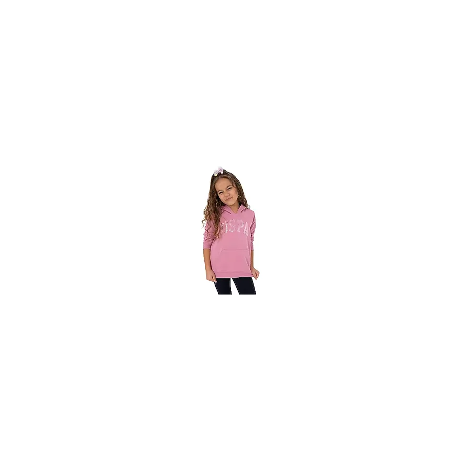 U.S. Polo Assn 50314312-VR167 Kapüşonlu Pembe Kız Çocuk Sweatshirt