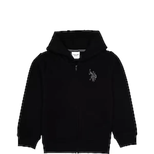 U.S. Polo Assn 50316706-VR046 Kapüşonlu Tam Fermuarlı Siyah Çocuk Sweatshirt