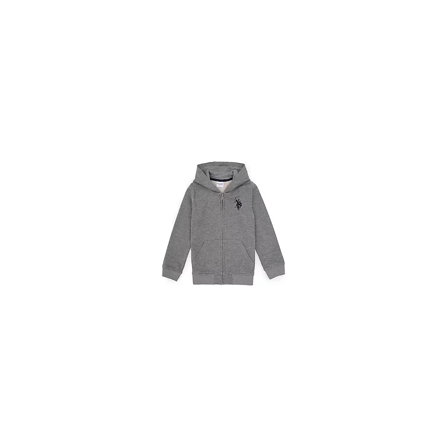 U.S. Polo Assn 50316706-VR086 Kapüşonlu Tam Fermuarlı Gri Çocuk Sweatshirt