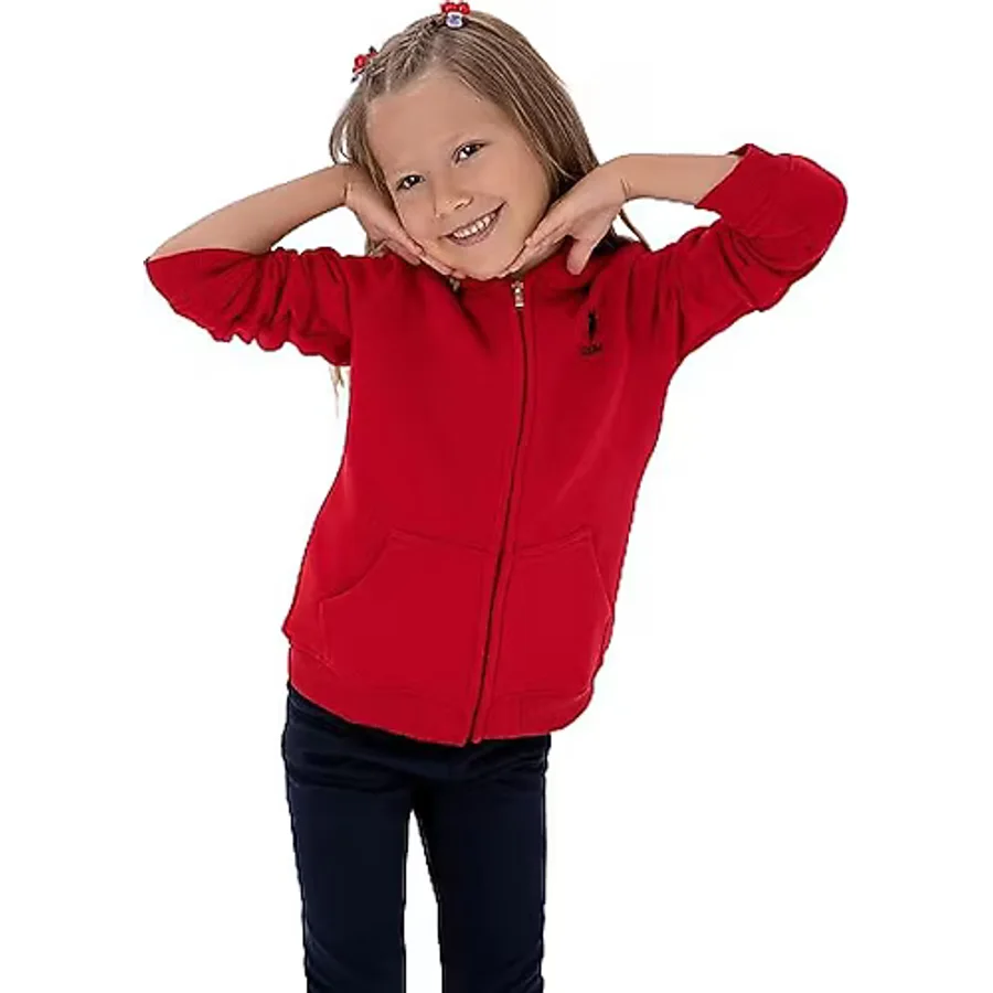 U.S. Polo Assn 50316809-VR171 Kapüşonlu Tam Fermuarlı Kırmızı Çocuk Sweatshirt