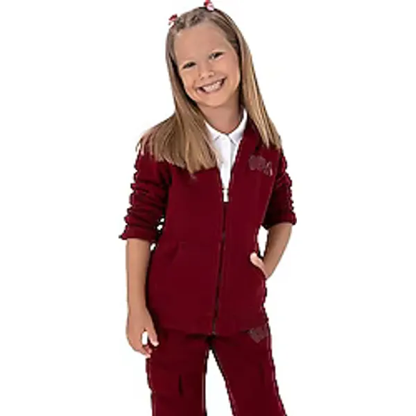 U.S. Polo Assn 50316837-VR014 Kapüşonlu Tam Fermuarlı Bordo Çocuk Sweatshirt