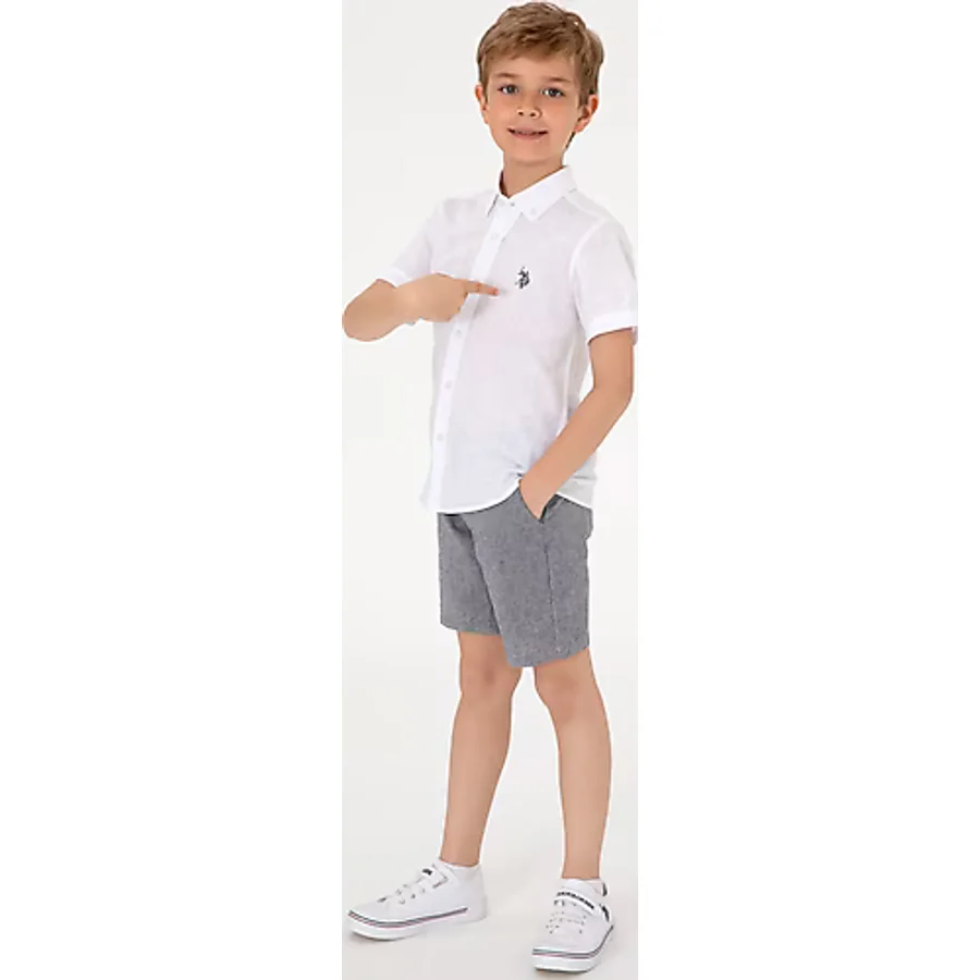 U.s. Polo Assn. Erkek Çocuk Beyaz Gömlek Kısa Kollu 50306567-vr013 Beyaz