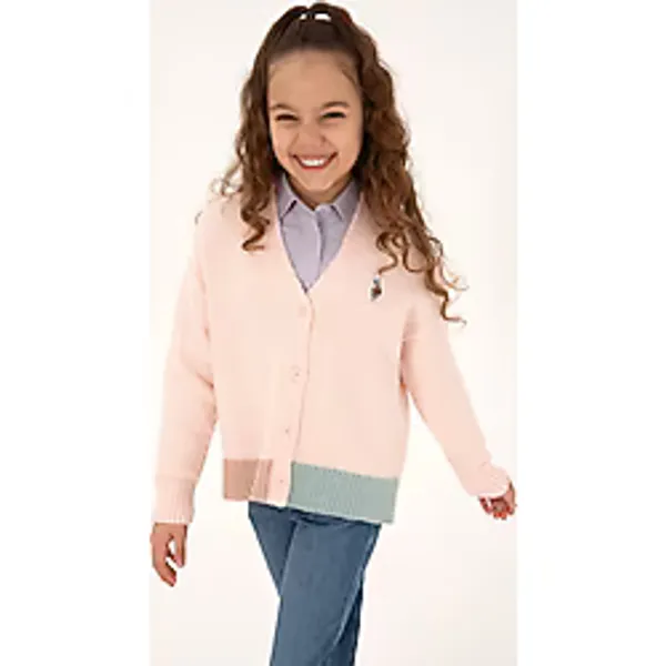 U.s. Polo Assn. Kız Çocuk Açık Pembe Hırka Triko 50316267-vr078 Acık Pembe