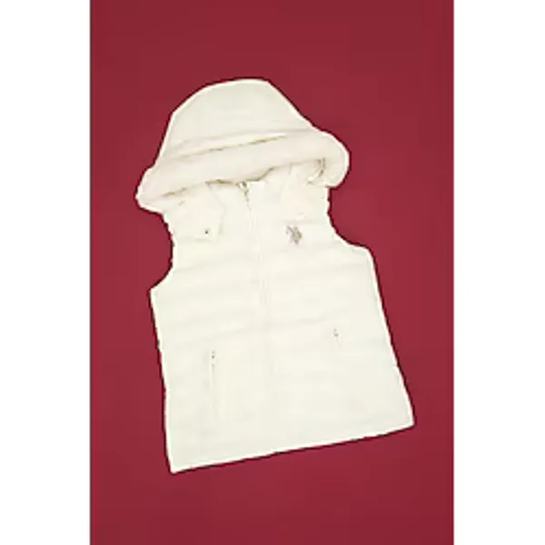 U.S. Polo Assn. Kız Çocuk Krem Kapitone Kapüşonlu Şişme Yelek 50313059-VR256