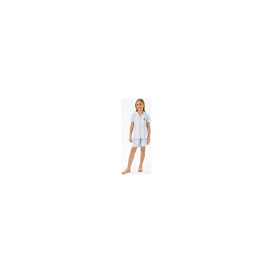 U.S. Polo Assn. Kız Çocuk Pembe Gömlek Şort Takım