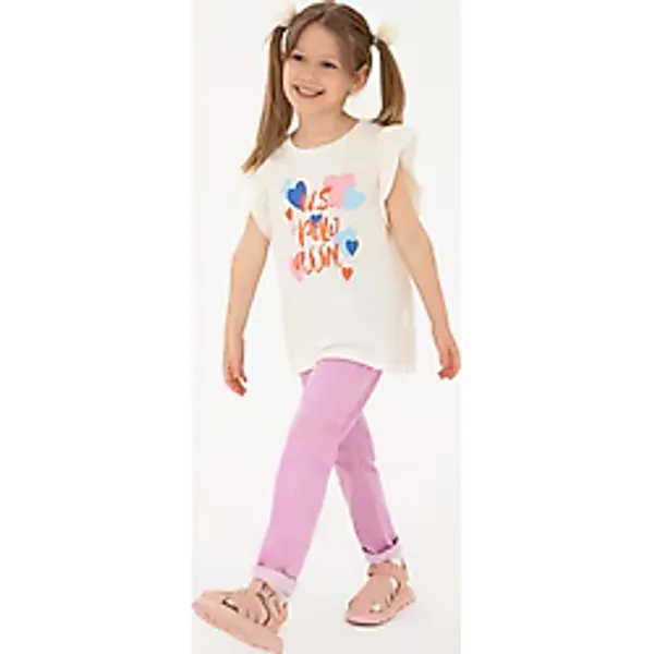 U.S. Polo Assn. Kız Çocuk Pembe Toothpick Fit Kanvas Pantolon 50309130-vr041