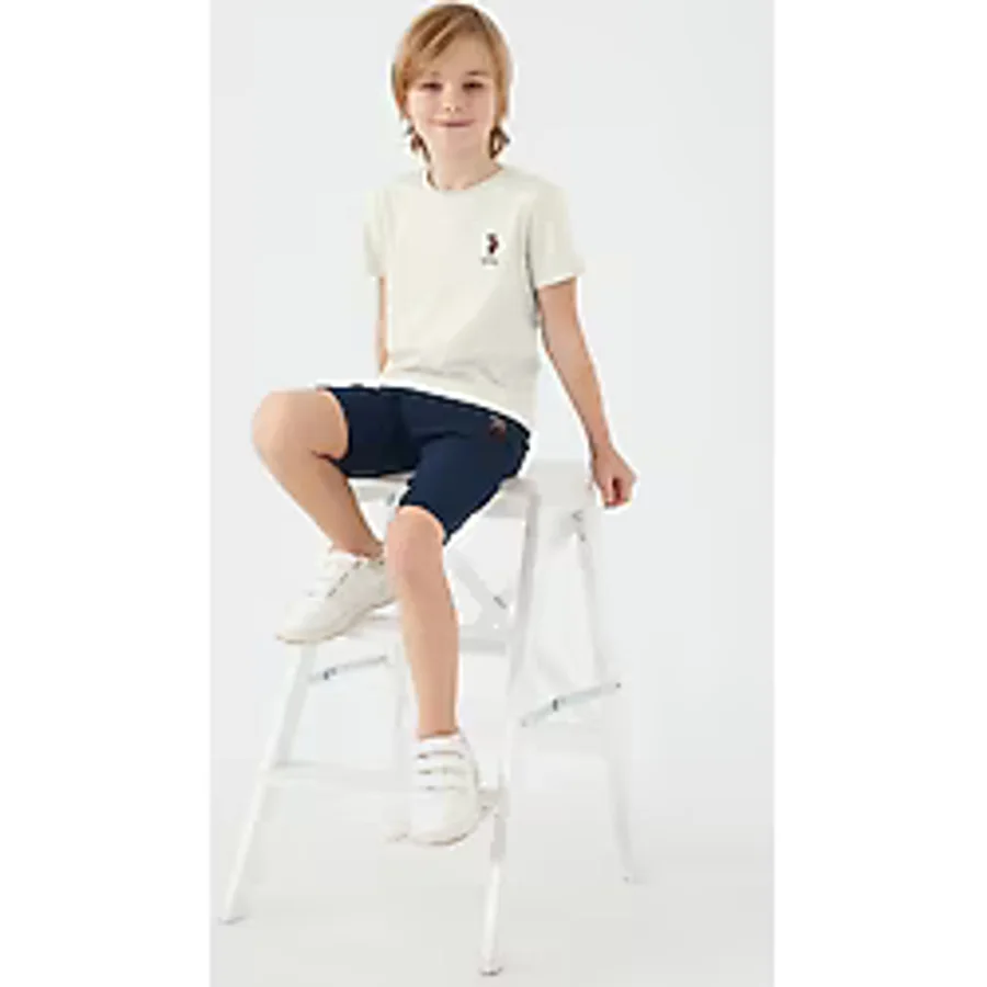 U.S. Polo Assn. Light Blue Krem Erkek Çocuk Bermuda Takım - 7 - 8 Yaş