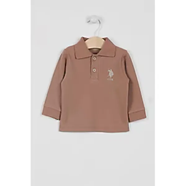 U.S. Polo Assn. U.s. Polo Assn Lisanslı Classic Açık Kahve Erkek Bebek Uzun Kol Yakalı Sweatshirt - Kahverengi - 9 - 12 Ay