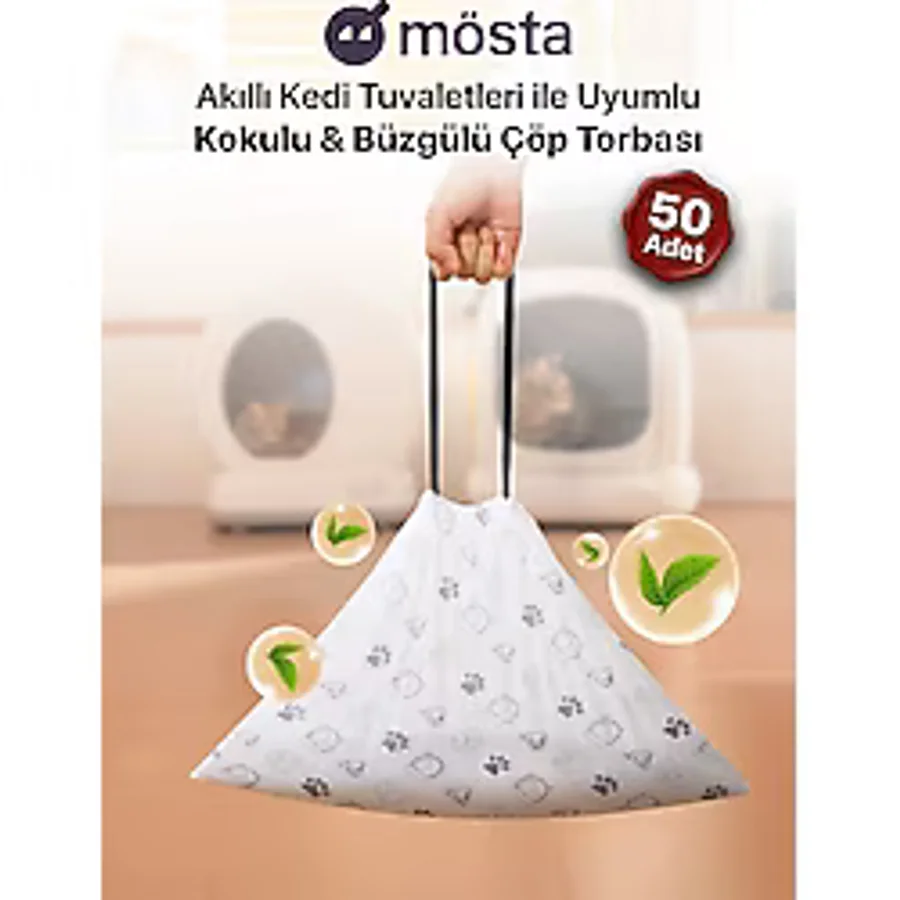UBPet Çöp Torbası - Akıllı Kedi Tuvaletleri ile Uyumlu Kokulu & Büzgülü Çöp Torbası - UBPet C10 Pro ve UBPet C20 Uyumlu - 4 Litre Hazne