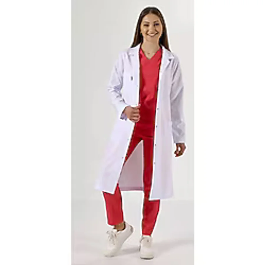 Uçak Medikal Beyaz Maxi Boy, Klasik Yaka, Doktor Önlüğü