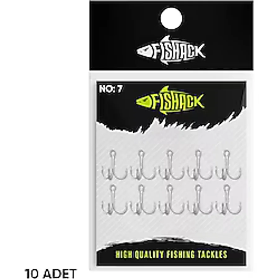 Üçlü İğne - Nikel Üçlü Kanca - Fishack 3210 - 10 Adet - No: 7