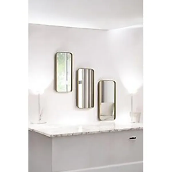 UCR HOME Dikdörtgen Set Aynalı Duvar Aksesuarı Sunumluk İkramlık Kahve ve Çay Çok Amaçlı 3 Adet, Sarı