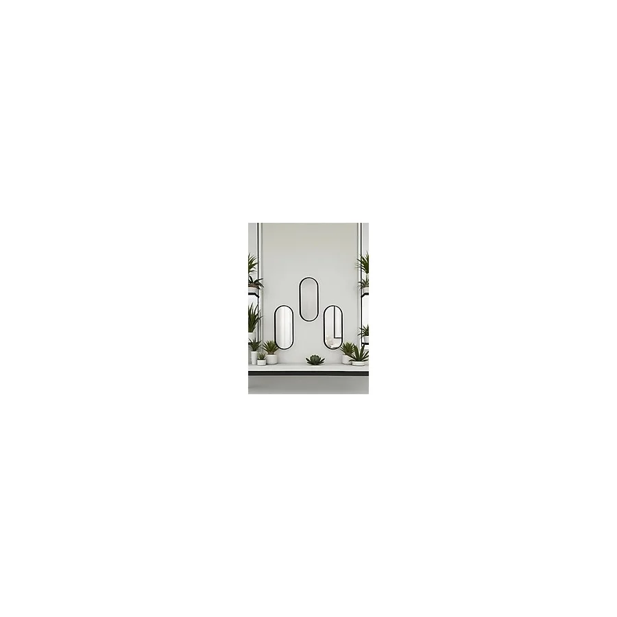 UCR HOME Oval Aynalı Duvar Aksesuarı Sunumluk İkramlık Kahve ve Çay Çok Amaçlı 3 Adet