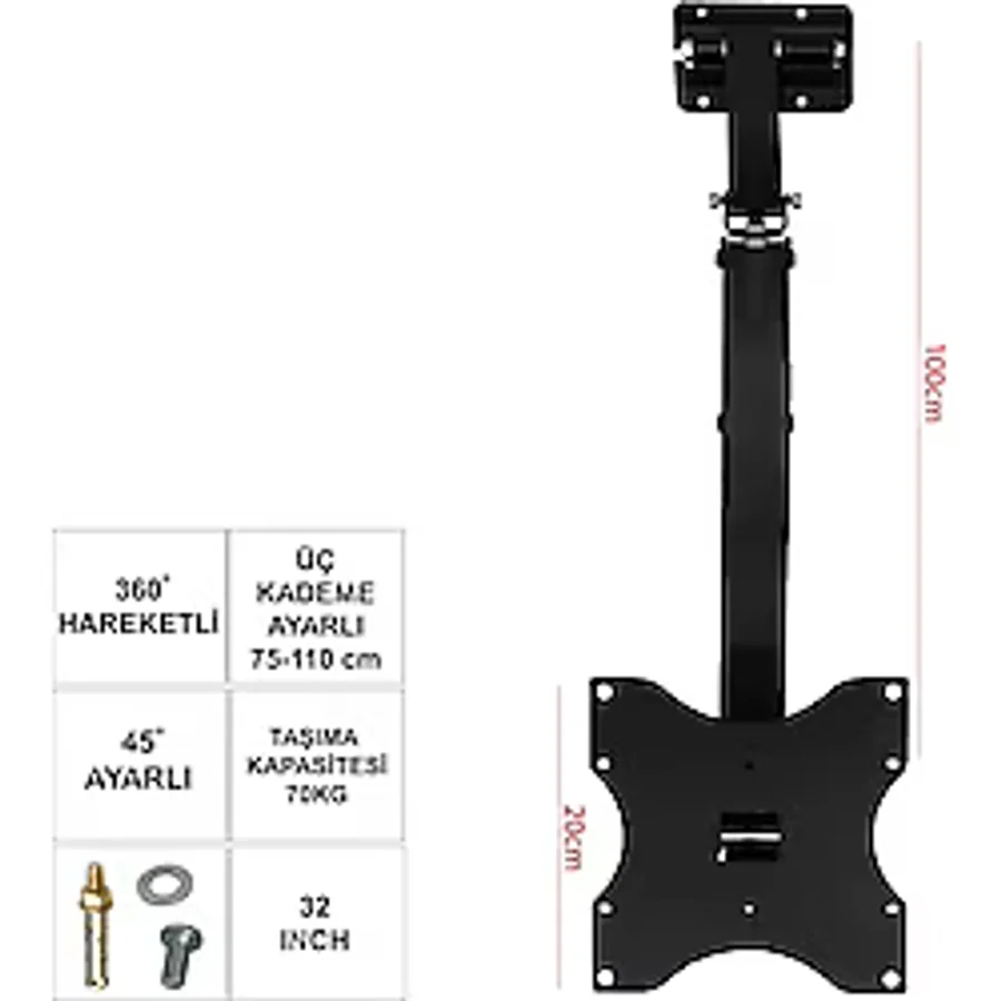Ufıx Lcd Aski Aparati Tavan Hareketli 32-40 Inc 82-102Cm