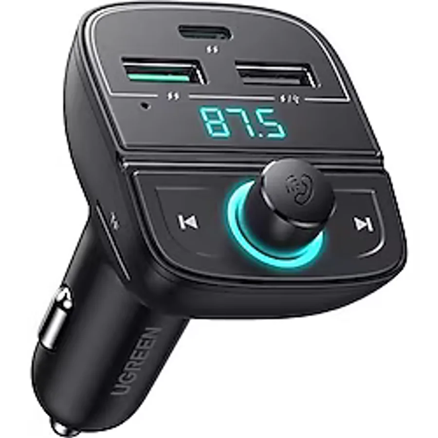 UGREEN 80910 Bluetooth 5.0 PD QC 3.0 Micro SD TF Kart Okuyuculu Araç Şarj Cihazı FM Verici Transmitter