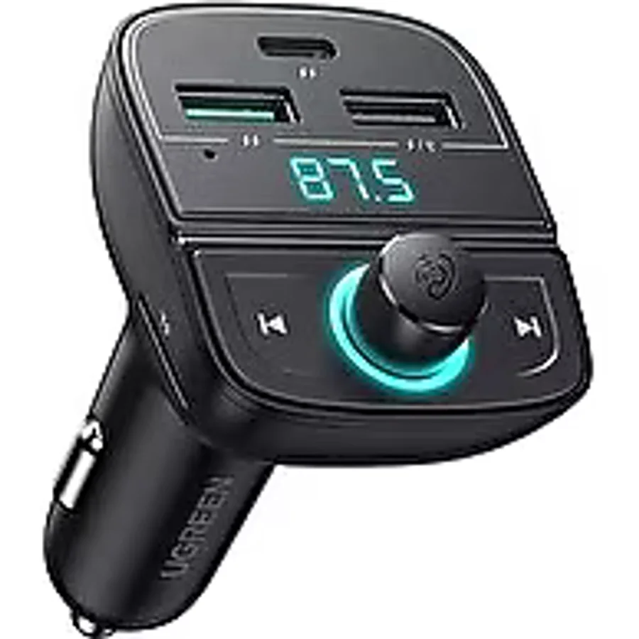 UGREEN 80910 Bluetooth 5.0 PD QC 3.0 Micro SD TF Kart Okuyuculu Araç Şarj Cihazı FM Verici Transmitter