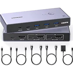 Ugreen 8K Hdmı Kvm Switch 2-İn-1, 2Xhdmı In, 2Xusb-C In, 1xHdmı Out, 3xUsb-A, 1xUsb-C, 1xMini Usb, 25961