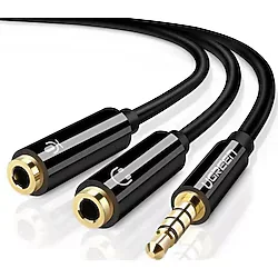 Ugreen Mikrofon ve Kulaklık Ayırıcı 3.5 mm Y Kablo Siyah