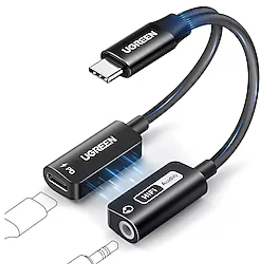 UGREEN USB C'den 3,5 mm Jack Aux Adaptörüne PD 60W Hızlı Şarj, iPhone 15 için Manyetik USB Ses Kartı, Dizüstü Bilgisayar ve Kulaklık (CTIA/OMTP Standardı) vb.