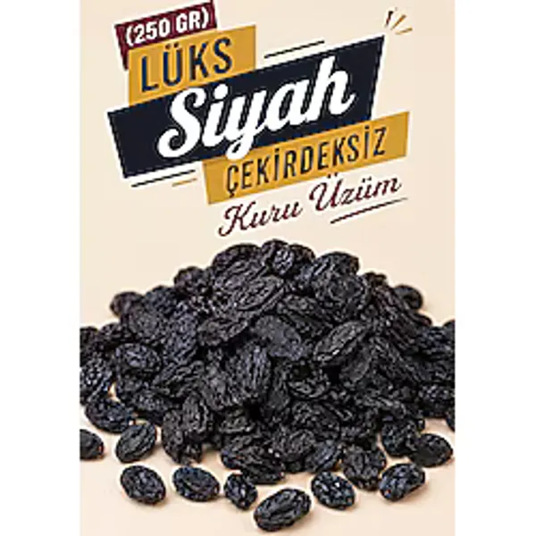 ÜLKÜ KURUYEMİŞ (250 GR) Lüks Siyah Çekirdeksiz Kuru Üzüm Hediyelik Tatlı Atıştırmalık - 1. Sınıf Premium Kalite