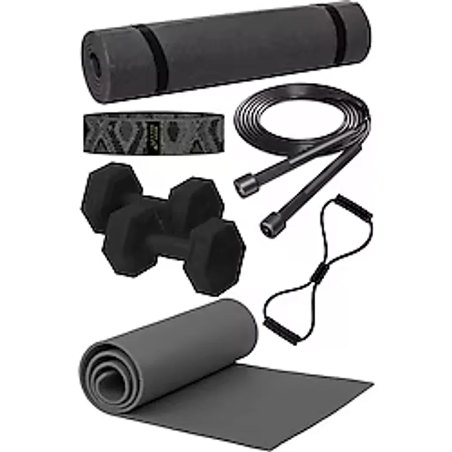 Ultio Spor Son Kalite Pilates Seti Pilates Minderi 2 Adet Dambıl Squat Band Atlama Ipi Egzersiz Seti - Siyah
