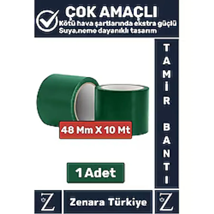 Ultra Güçlü Suya Neme Dayanıklı Çok Amaçlı Onarım Kırık Tamir Izolasyon Bantı Yeşil 48 MMX10 Metre