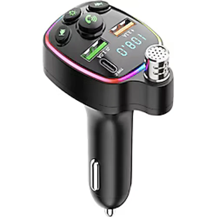 ULTRATEKNO Bluetooth 5.0 FM Transmitter Çift USB 3.1A PD Hızlı Şarj Destekli Mikrofonlu Modülatör