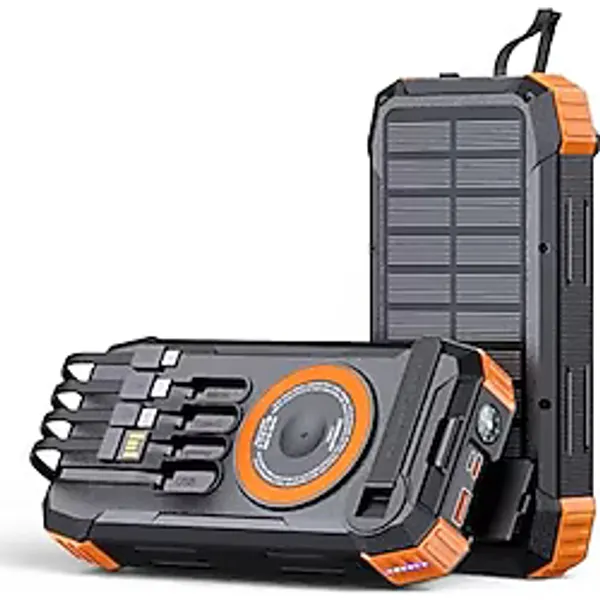 UltraTekno FC-20 Solar Powerbank 20000 mAh, 22.5W PD Hızlı Şarj, Kablosuz Şarj, El Kranklı Şarj, LED Fener, Pusula, Çoklu Kablolu Taşınabilir Güç Bankası