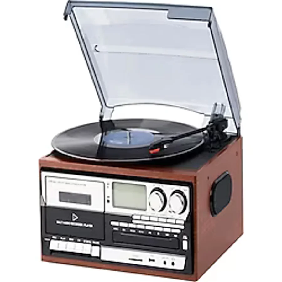 Ultratekno Hepsi Bir Arada Elektrikli Vintage Plak Çalar Cd Çalar Kaset Usb Bluetooth Tf Aux Kumandalı Pikap