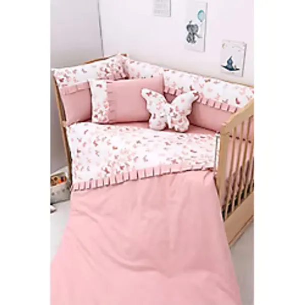 Umay Bebek 60X120, Bebek Nevresim Takımı, Dolgu Korumalık, Düz Çarşaf - %100 Pamuk